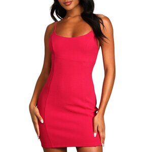 NWT Lulu's Stay Out Later Backless Bodycon Mini Dress in Hot Pink Sz. S
